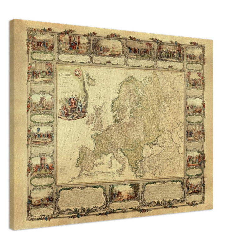 Ancient old map of Europe.  of antique illustrated european map. . XVIII Century