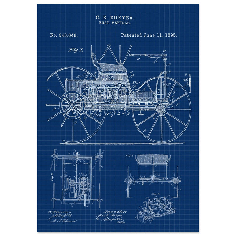 Road vehicle patent 540648 1895 by Charles Edgar Duryea. Automobile car history