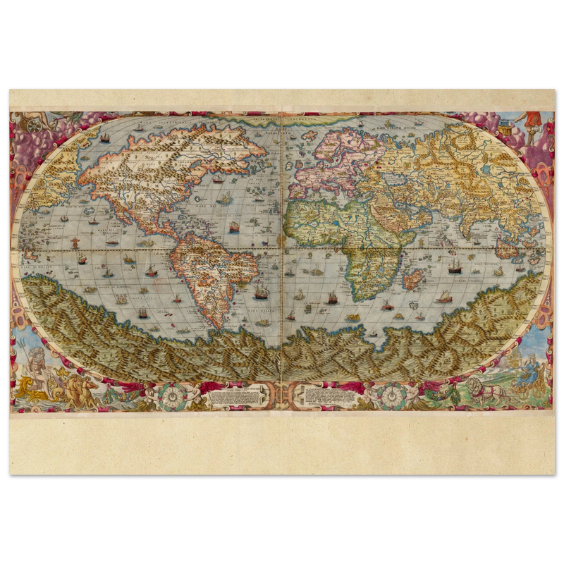 Ancient world map poster reproduction by Andrea Bertelli 1593