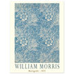 William Morris Marigold art print. Vintage wallpaper reproduction. Blue floral pattern.