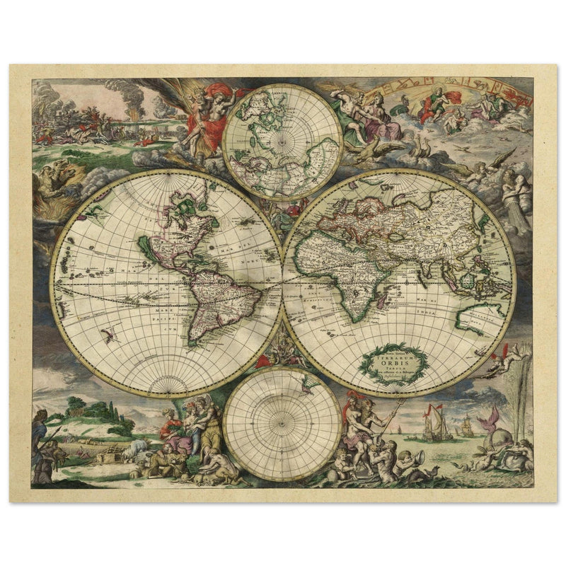 Ancient old world map of 1689 by Gerard van Schagen.
