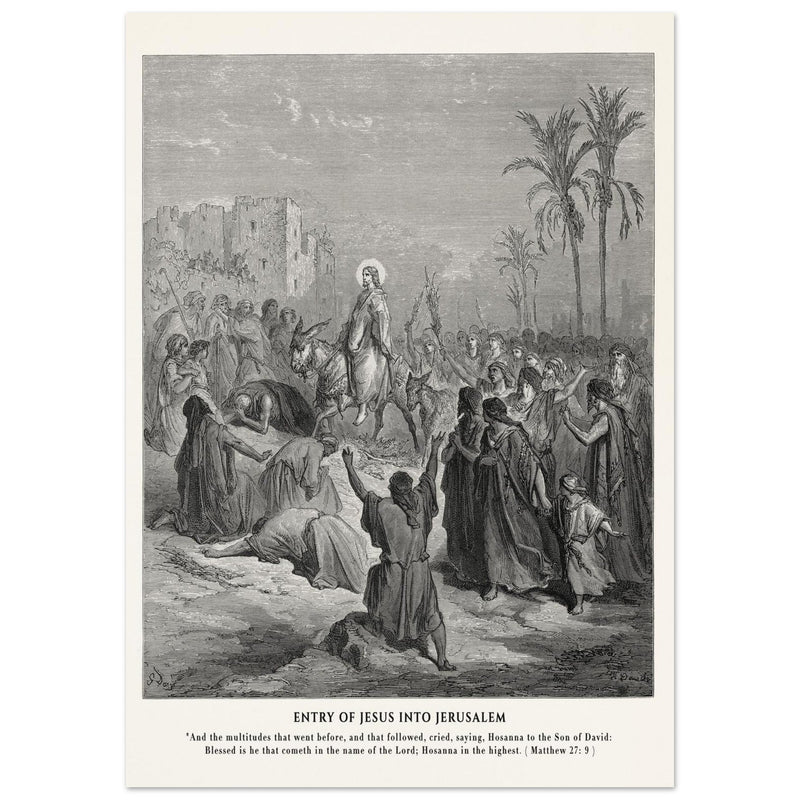 Gustave Dore The Bible engraving print . Entry of Jesus into Jerusalem .
