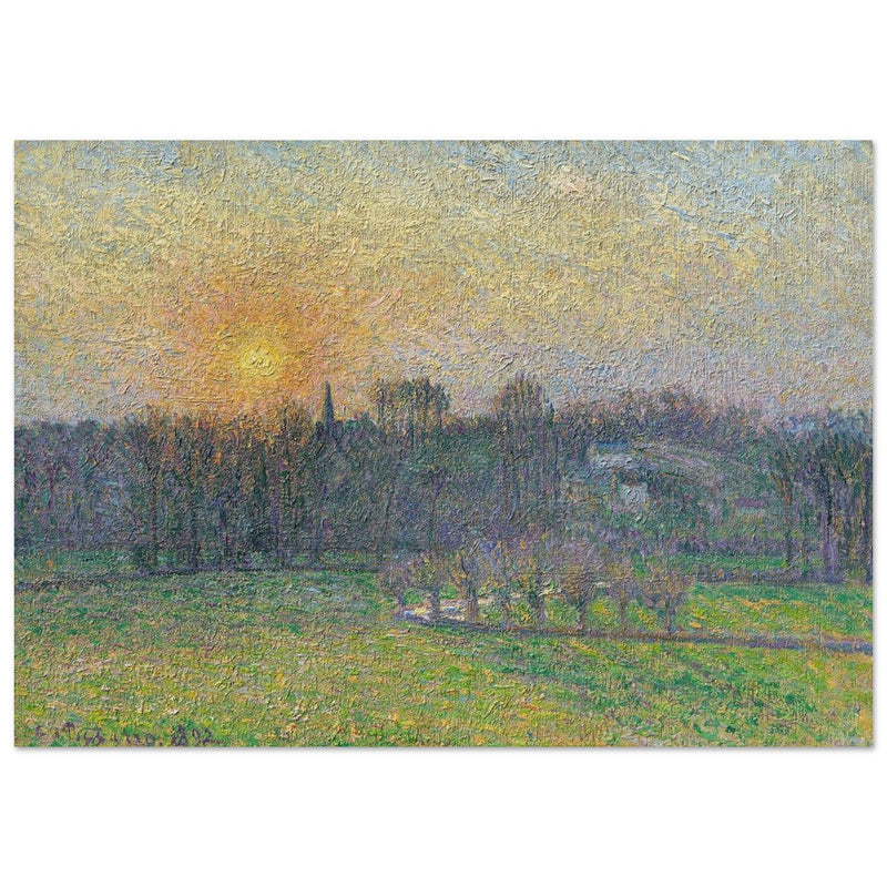 View of Bazincourt Sunset by Camille Pissarro