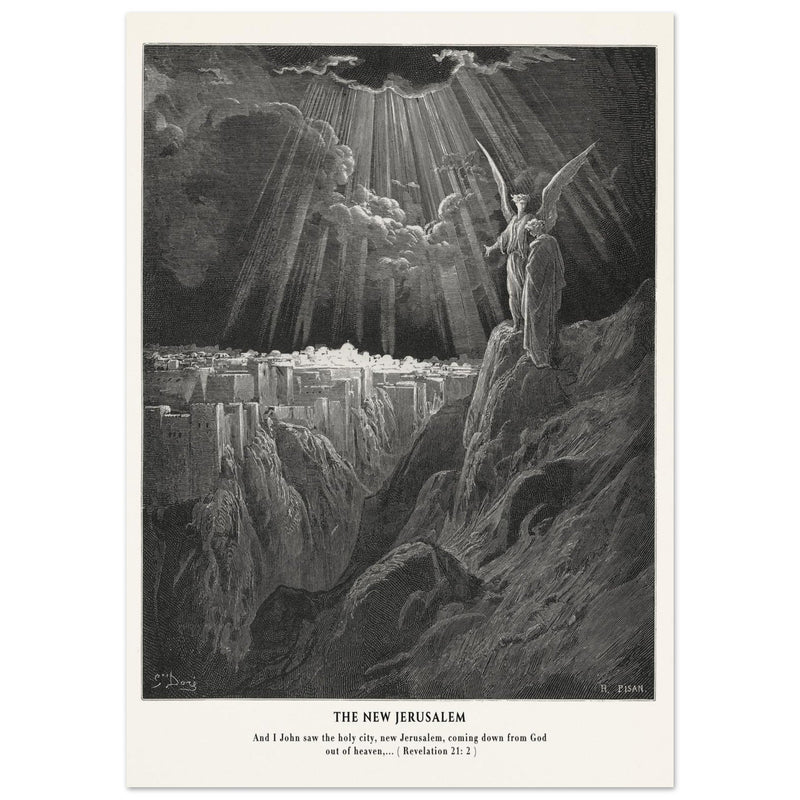 Gustave Dore The Bible engraving print . The New Jerusalem illustration .