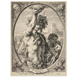 Bacchus in Half-Length by Hendrick Goltzius 1596. Roman God of wine vintage engraving .