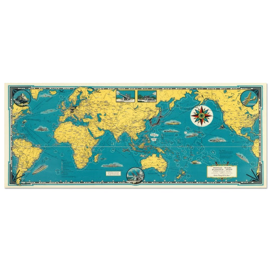 Total war battle map 1943. Art print. Second World War Allied and Axis powers.