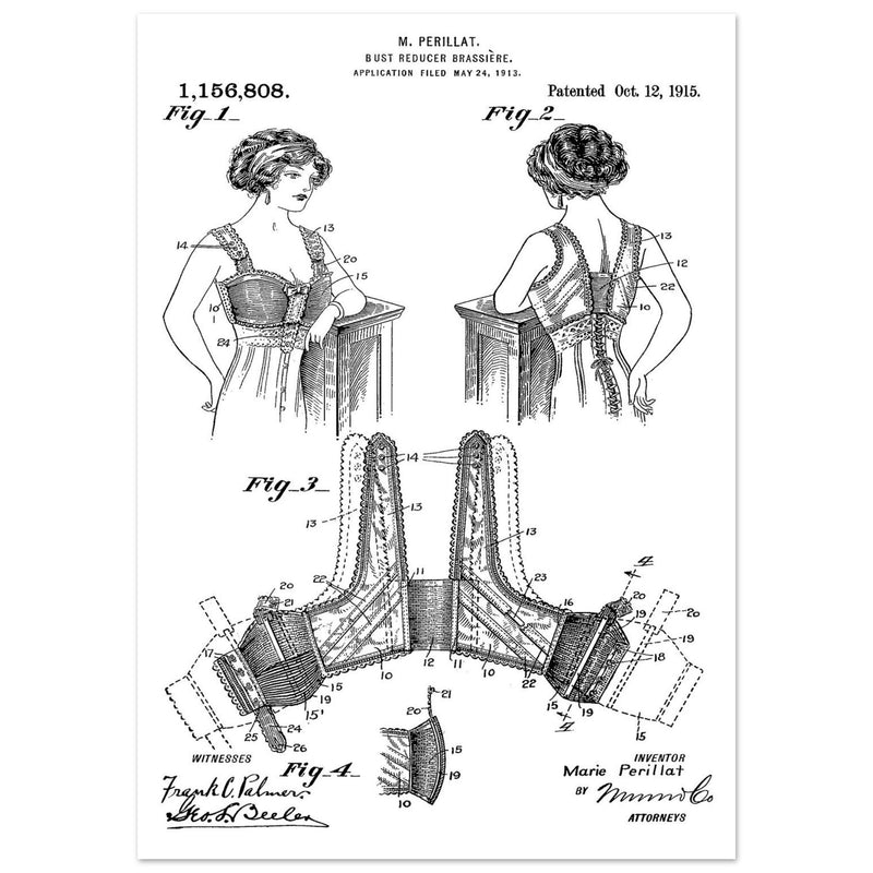 Bust reducer brassiere vintage patent by M Perillat