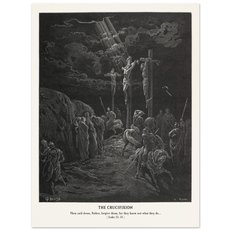 Gustave Dore The Bible engraving print . The Crucifixion illustration .