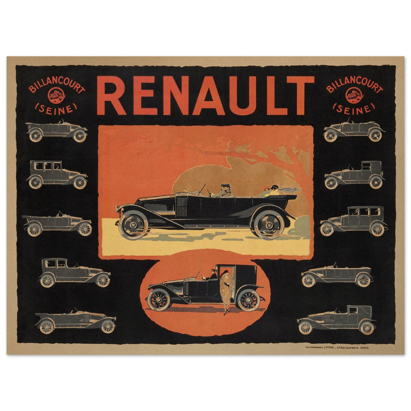 Renault Billancourt vintage poster 1920 Seine models .