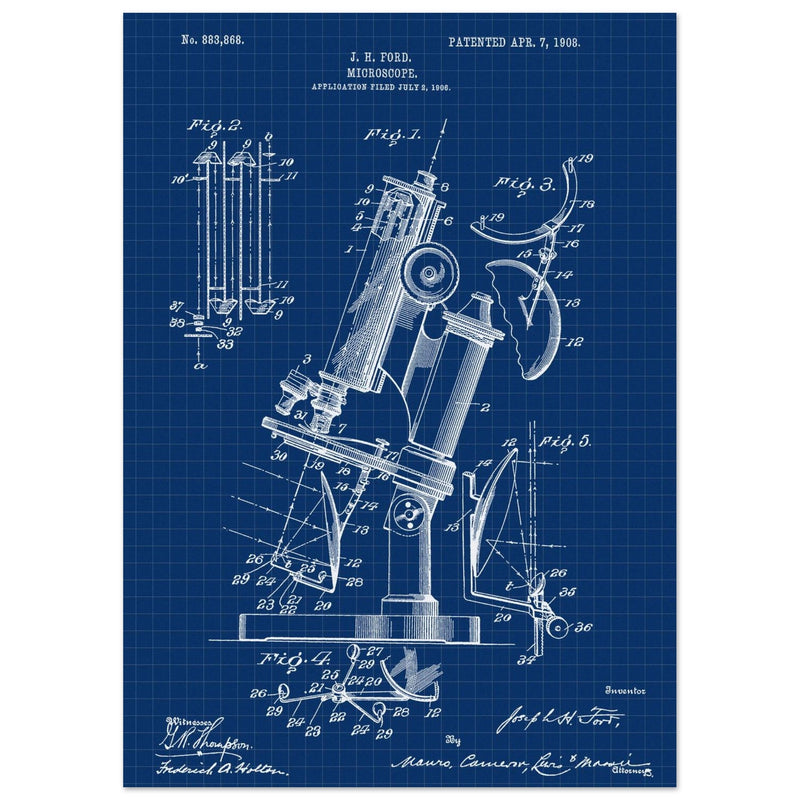 vintage microscope patent by J H Ford.