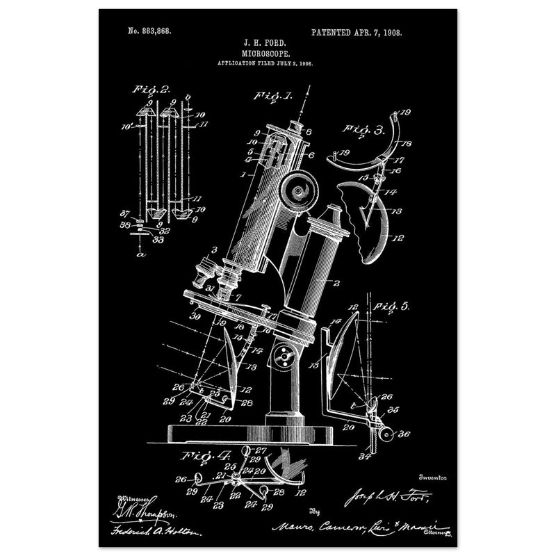 vintage microscope patent by J H Ford.