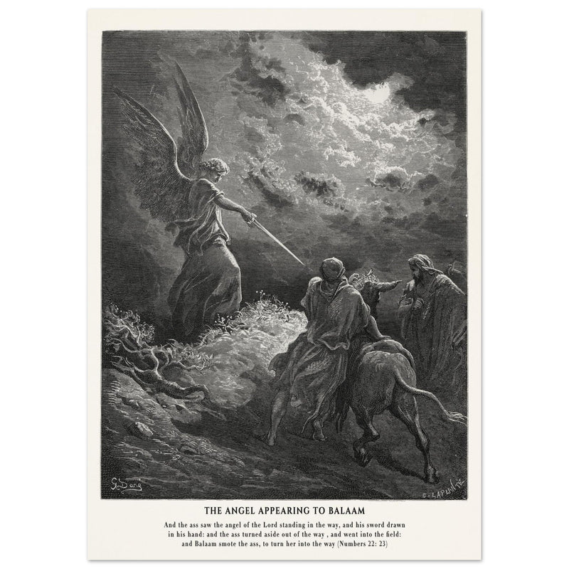 Gustave Dore The Bible engraving print . The angel appearing to Balaam illustration .
