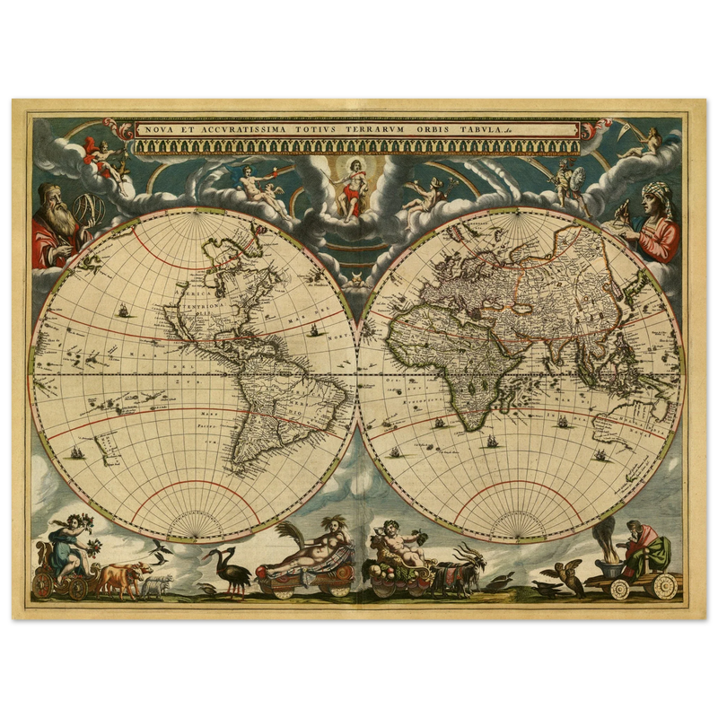 World map Nova et Accuratissima Totius Terrarum Orbis Tabula by Joan Blaeu