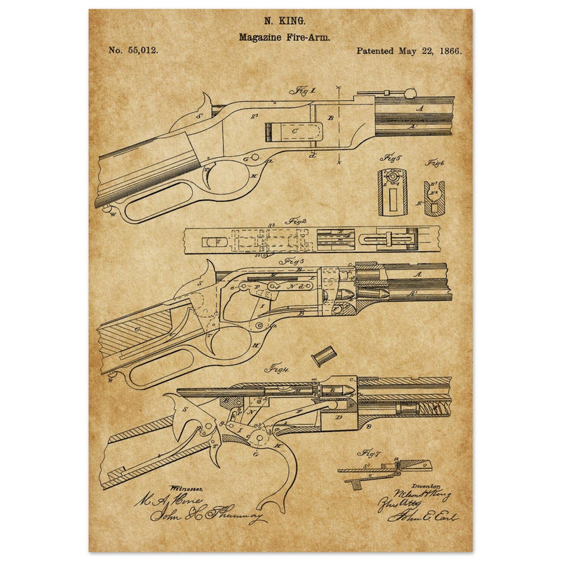 Magazine Fire arm patent 55012 by N kinf.