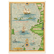 Ancient illustrated beautiful map poster reproduction by Guillaume Le Testu 1555
