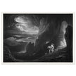John Martin Paradise Lost vintage mezzoting engraving . Adam and Eve Driven Out of Paradise.