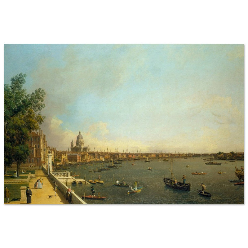 London antique painting by Canaletto 1750 The Thames from Somerset House Terrace towards the City.