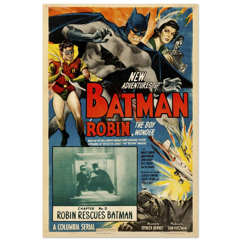 The New Adventures of Batman and Robin vintage movie poster  1949.