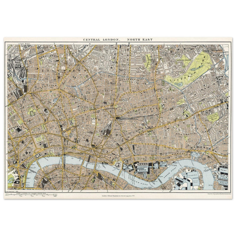 London city vintage map 1904.