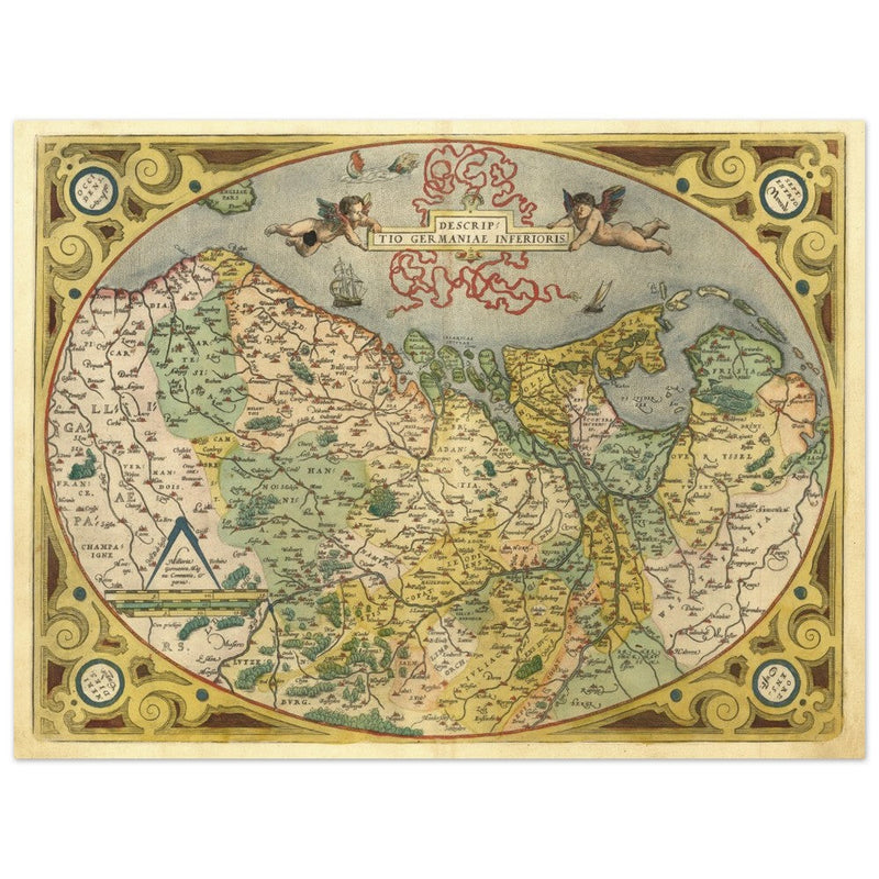 Ancient map of the Low countries ( Belgium, Netherlands and Luxembourg ) by Ortelius.