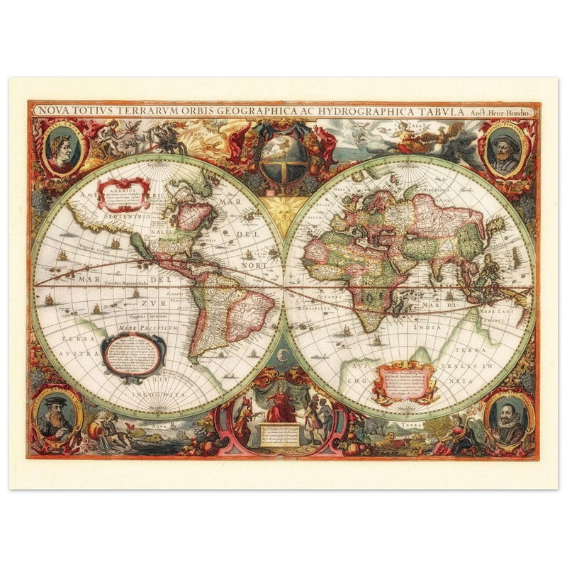 Ancient old world map by Hendrik Hondius