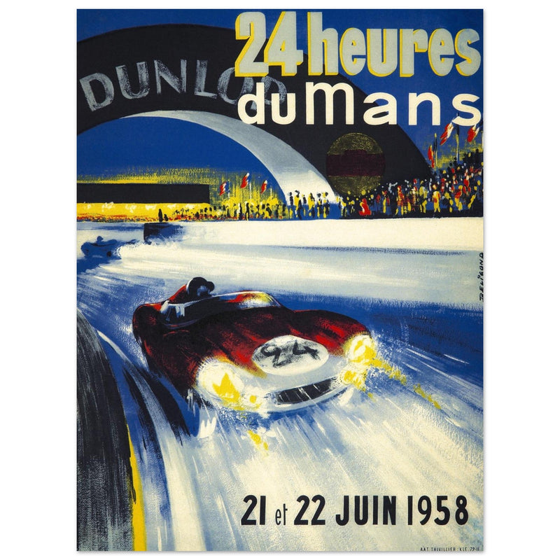 Le Mans 24 hours car race vintage print  1958 by Beligond.