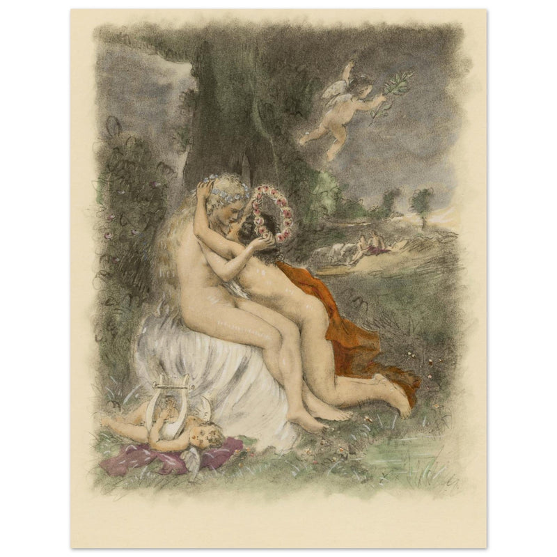 Paul Emile Becat erotic illustration Les Baiseres XX ( The Kisses ) The crown of flowers