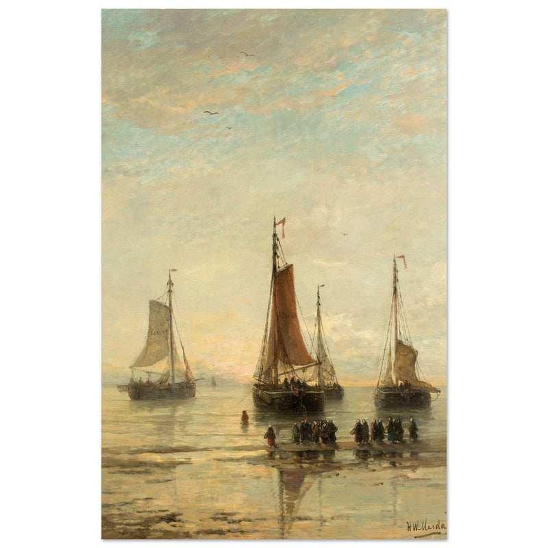 Hendrik Willem Mesdag Bluff-Bowed Scheveningen Boats at Anchor.