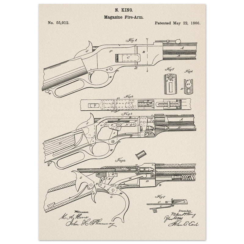 Magazine Fire arm patent 55012 by N kinf.