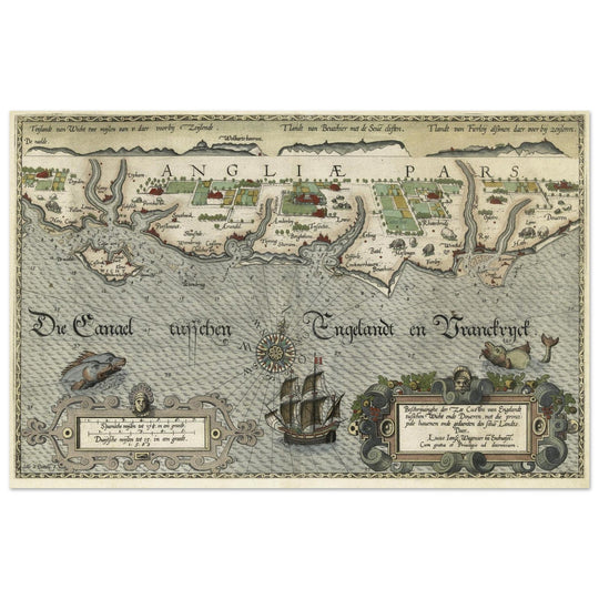 Map of the South Coast between the Isle of Wight and Dover United Kingdom by Lucas Jansz