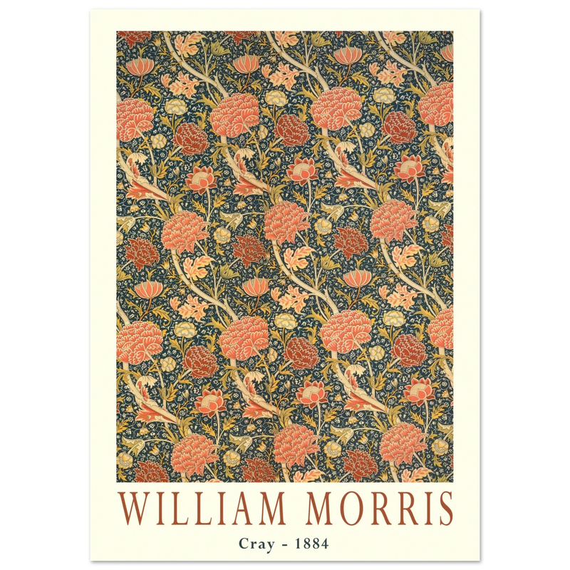 William Morris Cray 1884. Vintage printed cotton  art print.