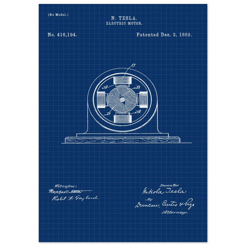 Electric Motor  patent 416194 by Nikola Tesla.