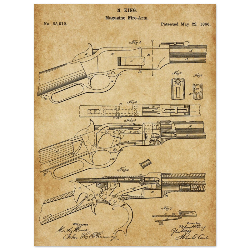 Magazine Fire arm patent 55012 by N kinf.