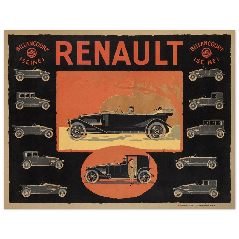 Renault Billancourt vintage poster 1920 Seine models .