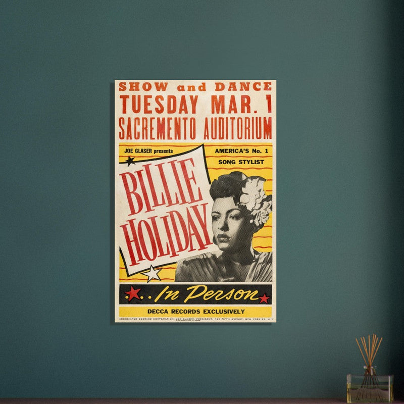 Billie Holiday vintage concert poster reproduction. Printed on Fine Art paper