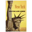 New York United Air Lines vintage travel poster .