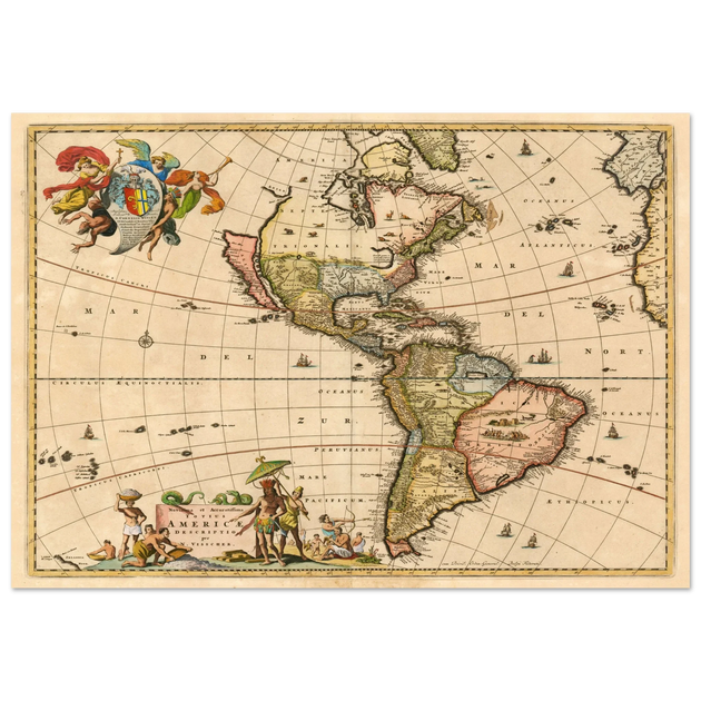 Ancient map print of America by Visher.