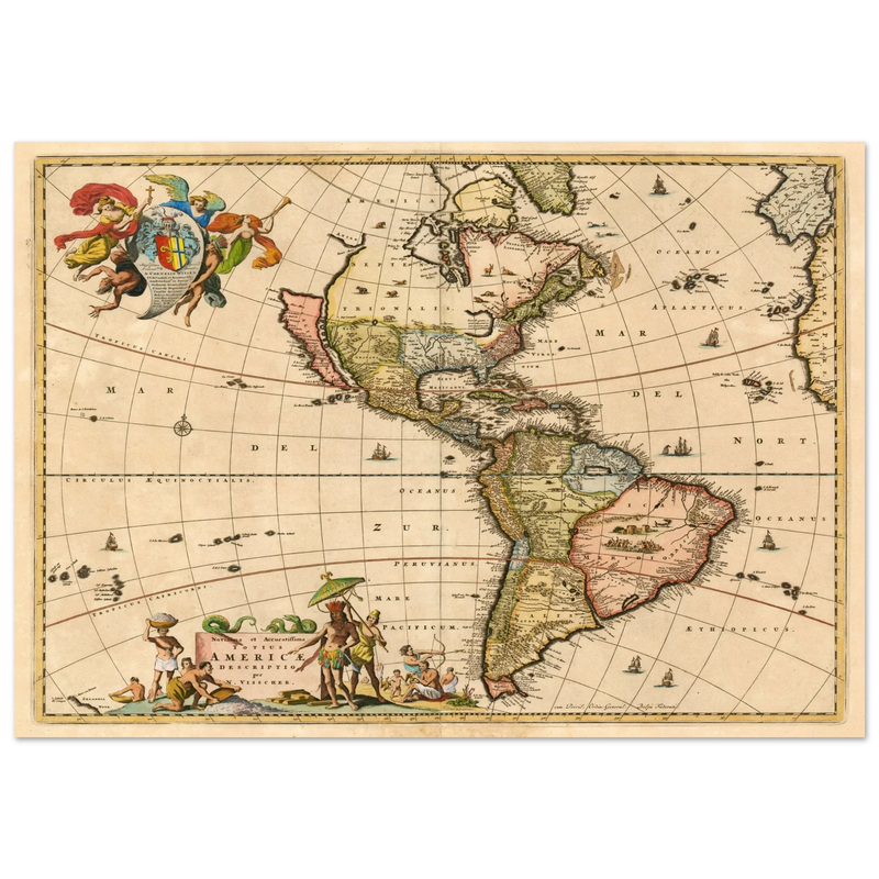 Ancient map print of America by Visher.