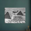Air Transport command plane flies over the pyramids in Egypt 1943. World War 2