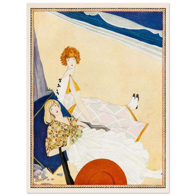 George Wolfe Plank fashion magazine vintage cover illustration Girls at the beach.