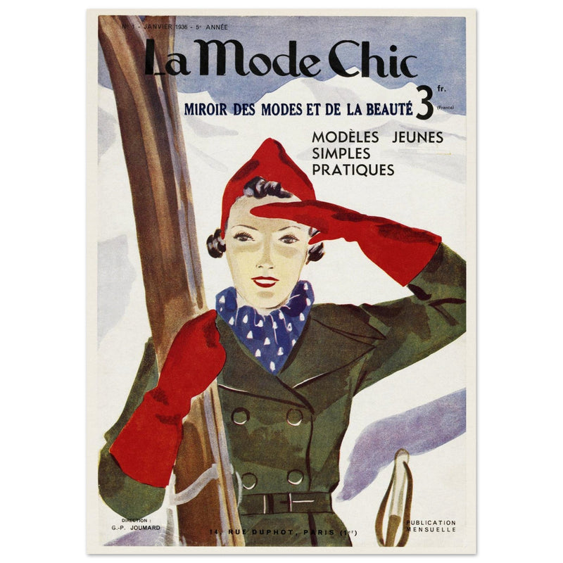 La Mode Chic old vintage fashion magazine cover from the 30s. January 1936.