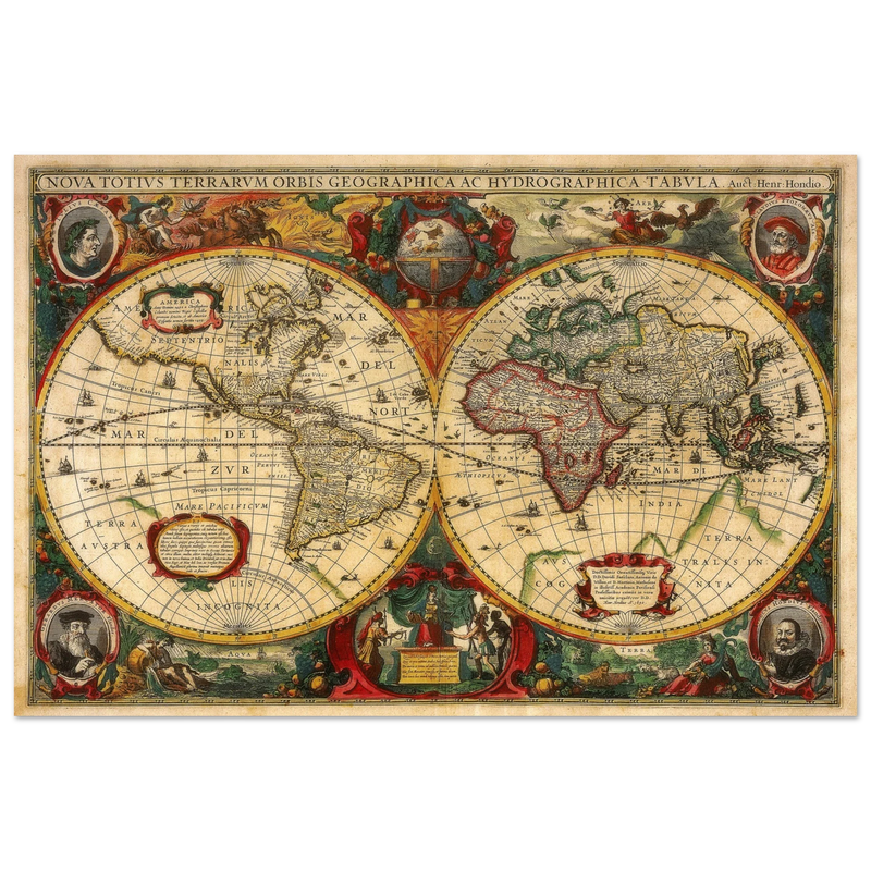 Nova Totius Terrarum Orbis Geographica ac Hydrographica Tabula by Henricus Hondius