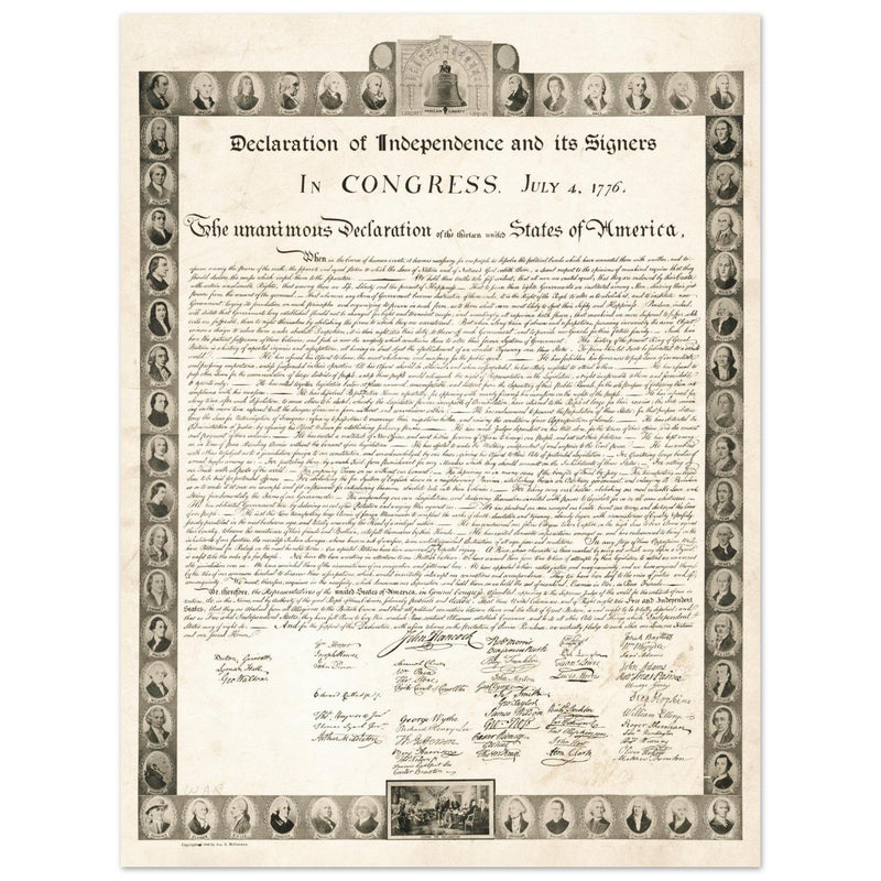Declaration of Independence of the United States of America and its signers.