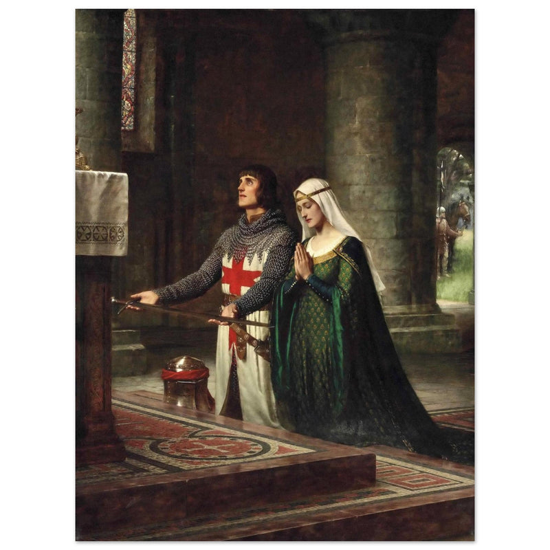 Edmund Blair Leighton painting The Dedication knight offering sword in church