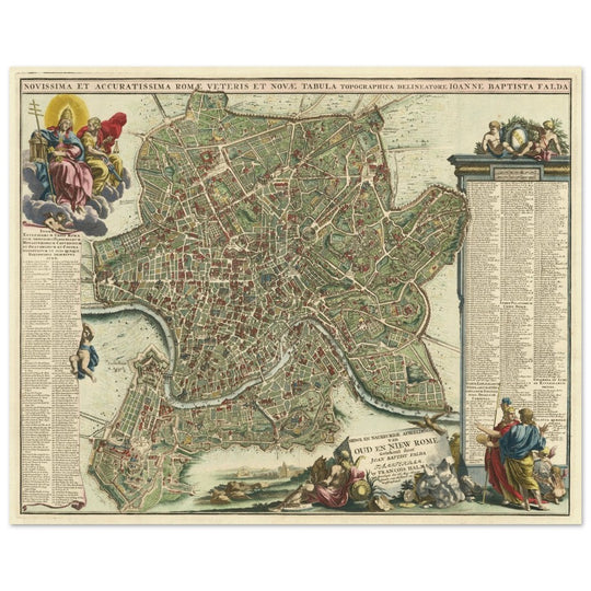 Antique city map of Rome in Italy XVIII Century by Johan Baptiste Homann.