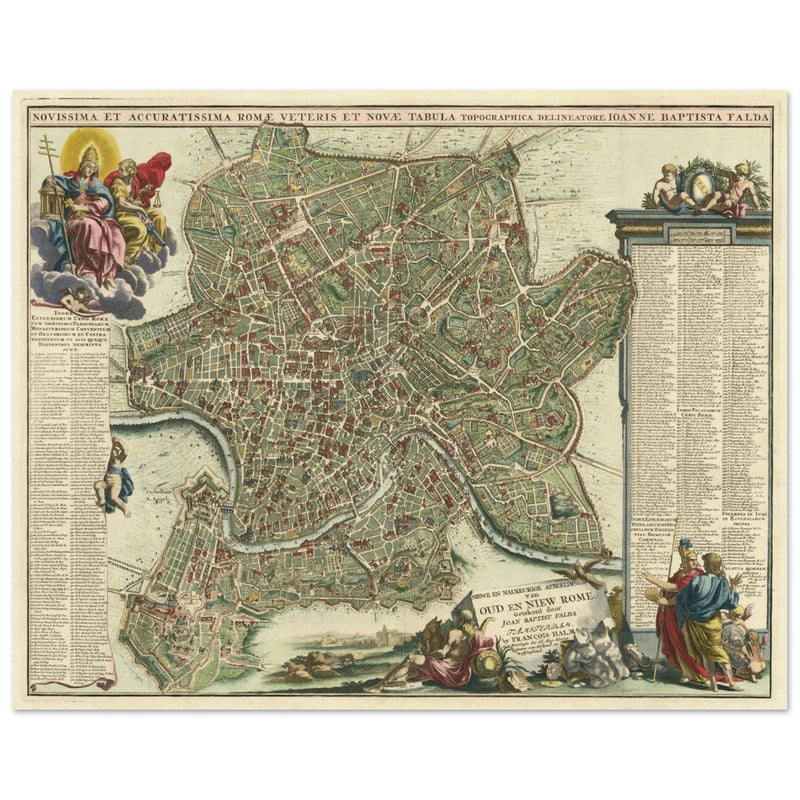 Antique city map of Rome in Italy XVIII Century by Johan Baptiste Homann.