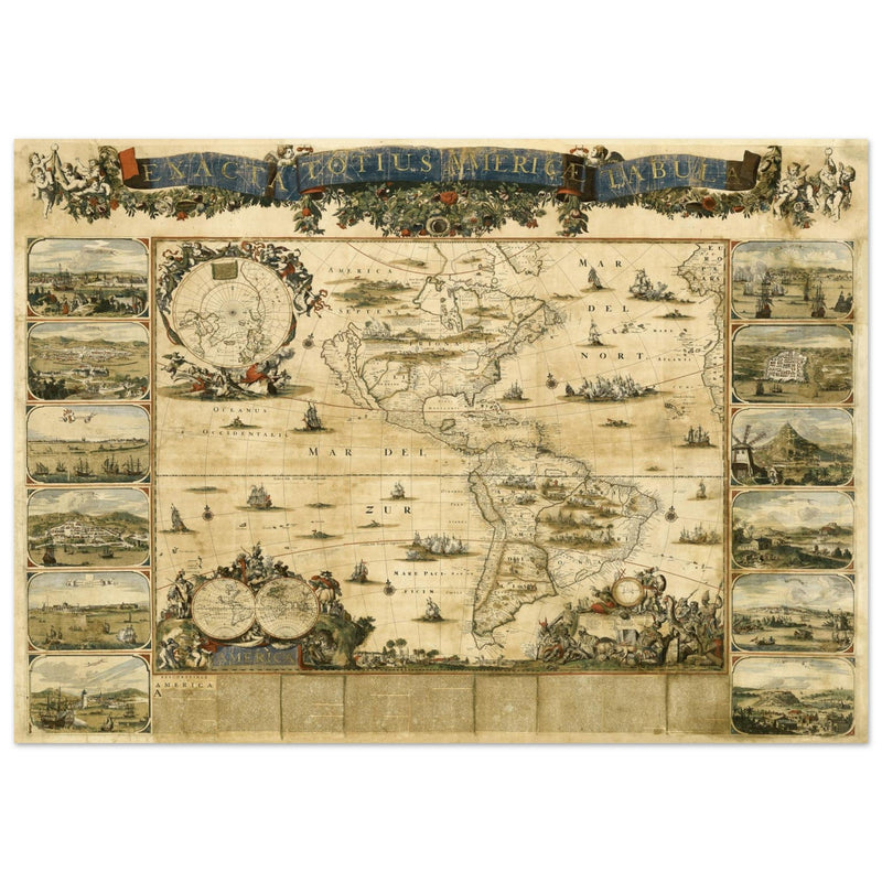 Ancient map of America XVII century by Nicolaes Visscher.