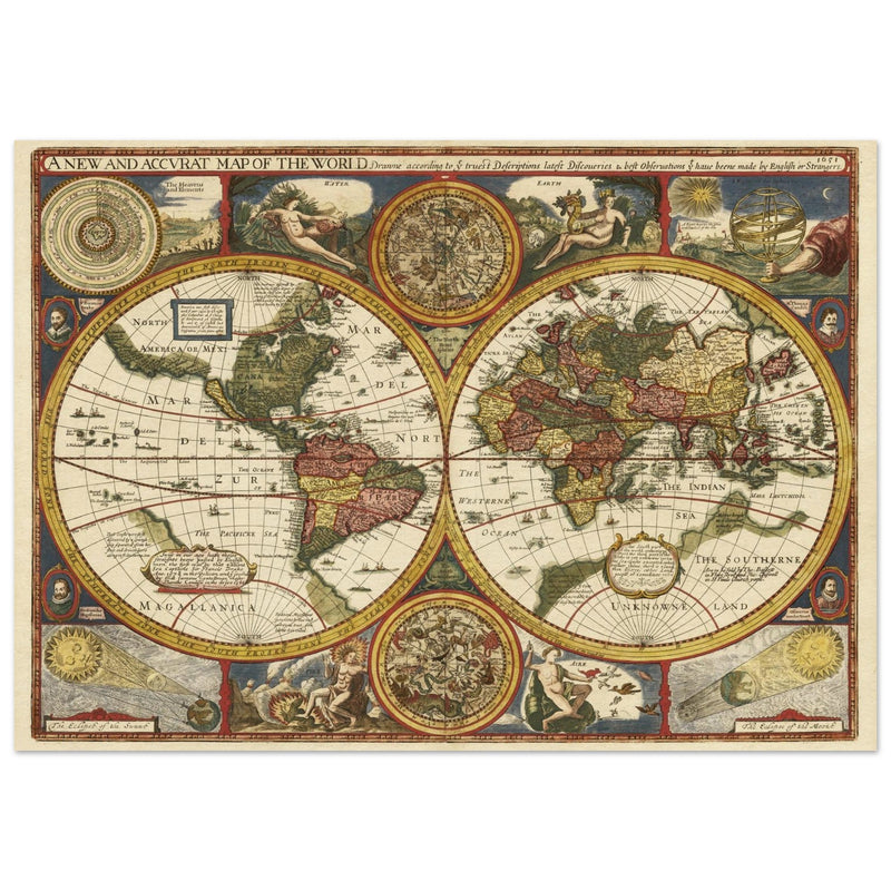 John Speed Ancient double hemisphere world map.