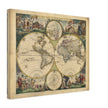Frederik de Wit 1688 Ancient wold map. Double hemisphere antique old map reproduction. Nova orbis Tabula
