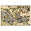 Ancient map of Europe and Asia tracing the sea route to Troy across the Mediterranean sea by Abraham Ortelius